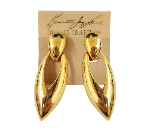 2 1/2" Polished Gold Arrow Shape Drop Clip Earring