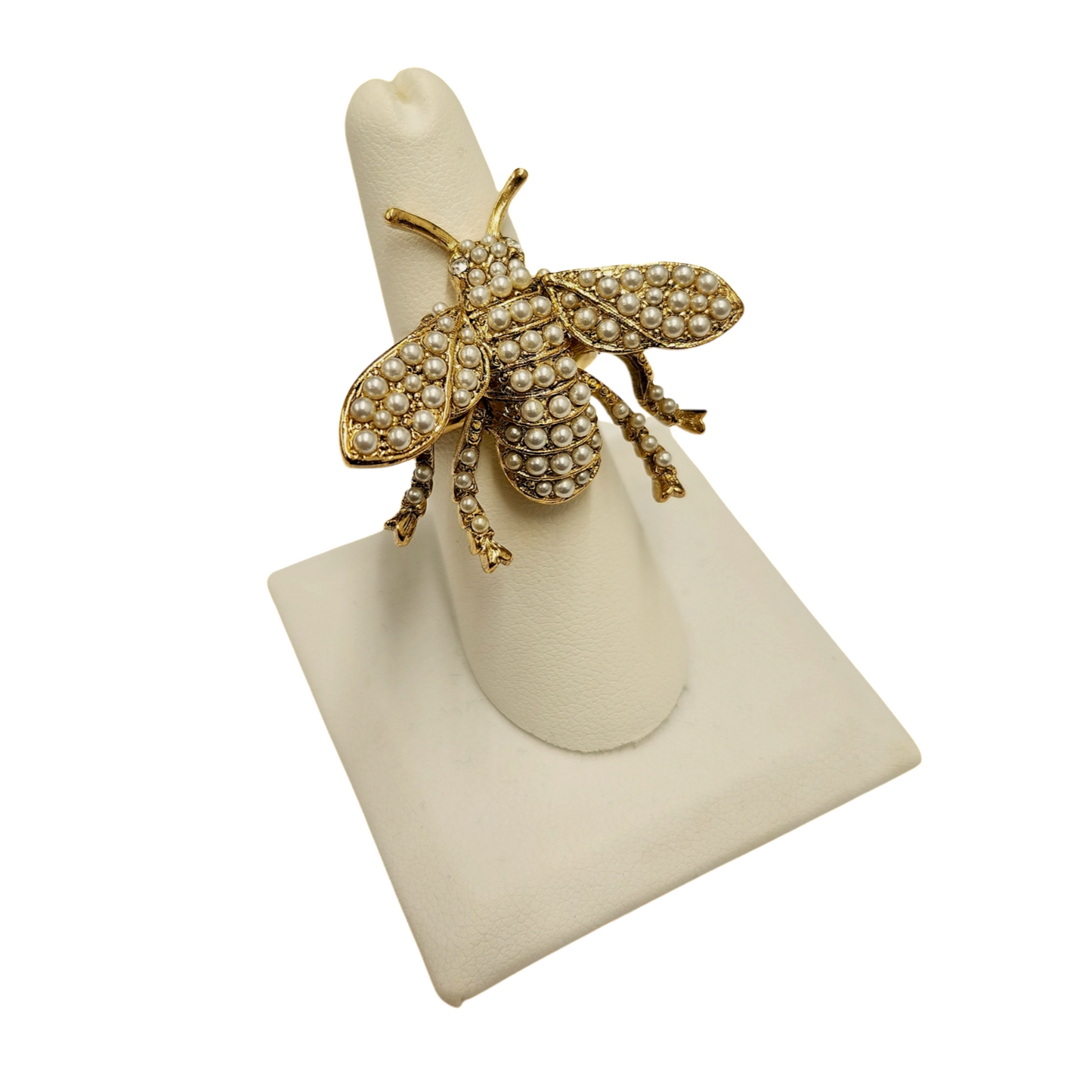 Antique Gold Pearl Bee Ring
