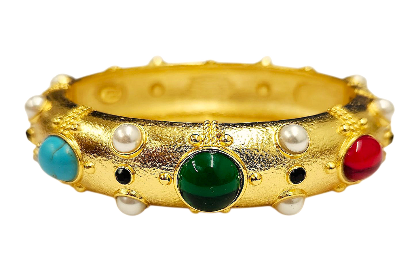Multi-Color Cabochons Hinged Bracelet