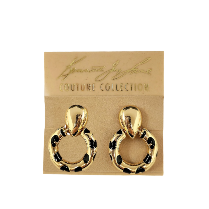 Black Spots Doorknocker Earring