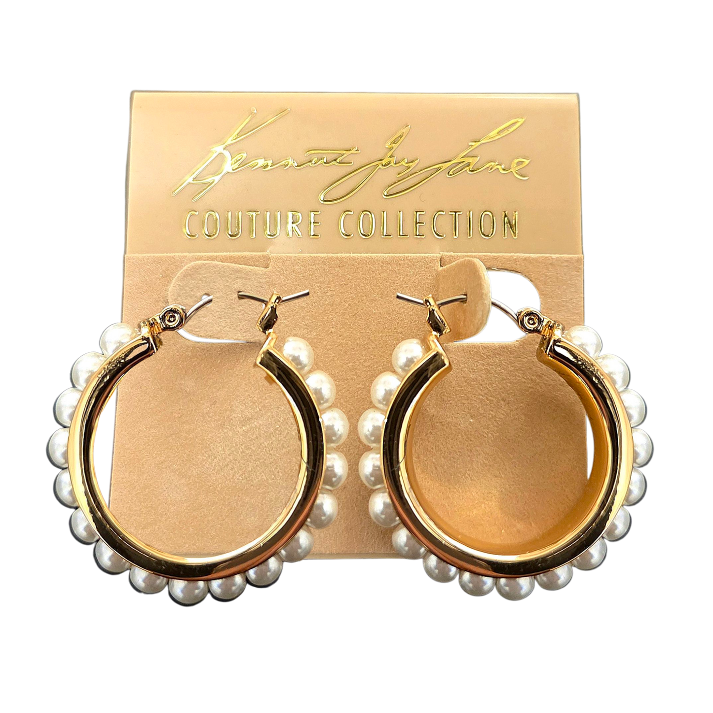 Gold with Pearl Hoop Earring