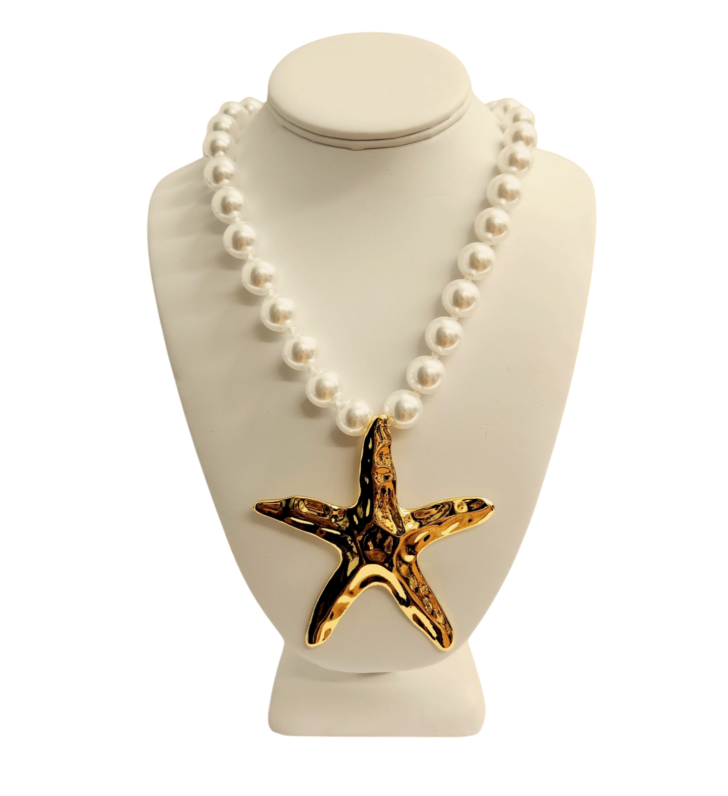 Pearl with Gold Starfish Pendant Necklace
