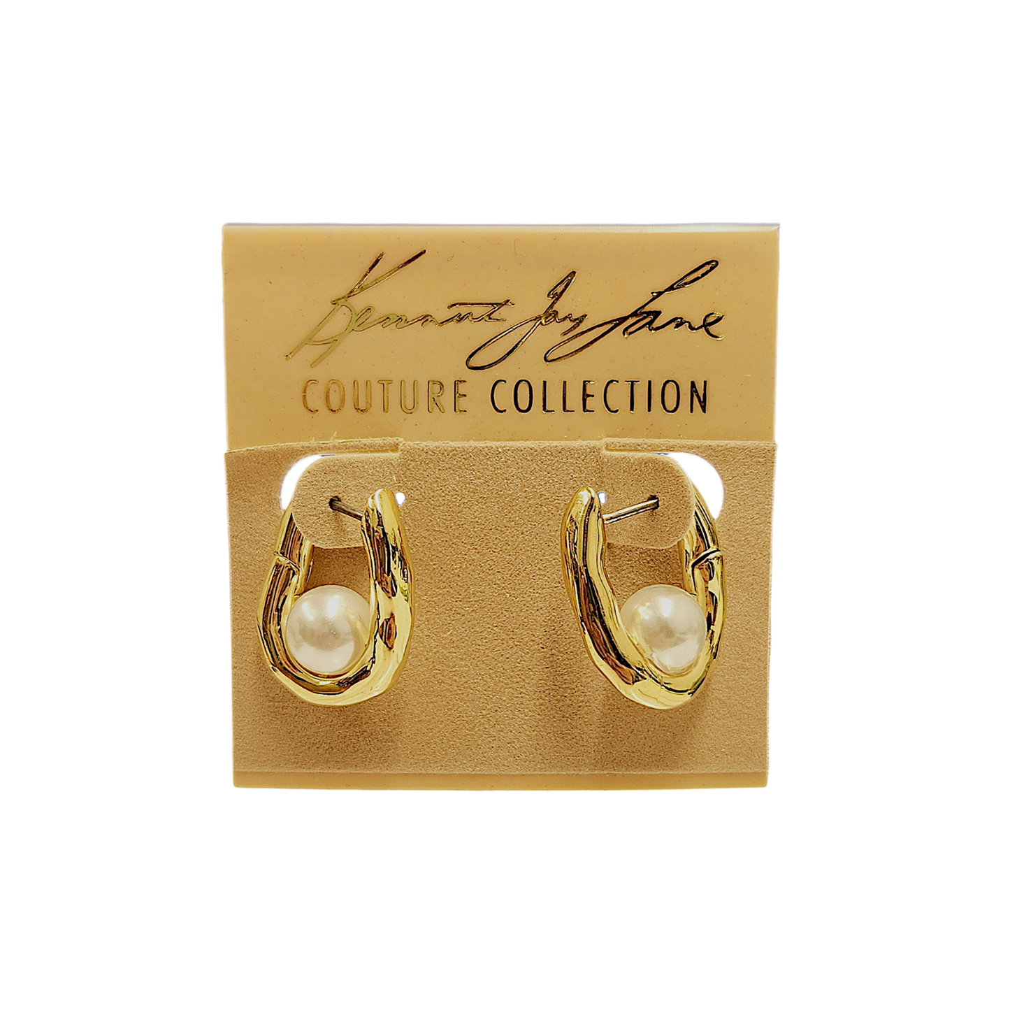 U Shaped with Pearl Center Hoop Earring