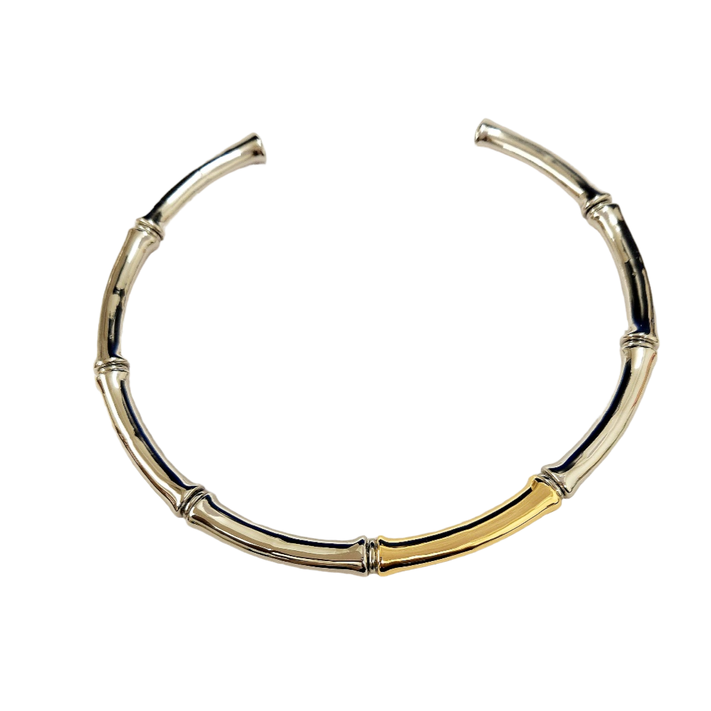 Two-Tone Bamboo Collar Necklace