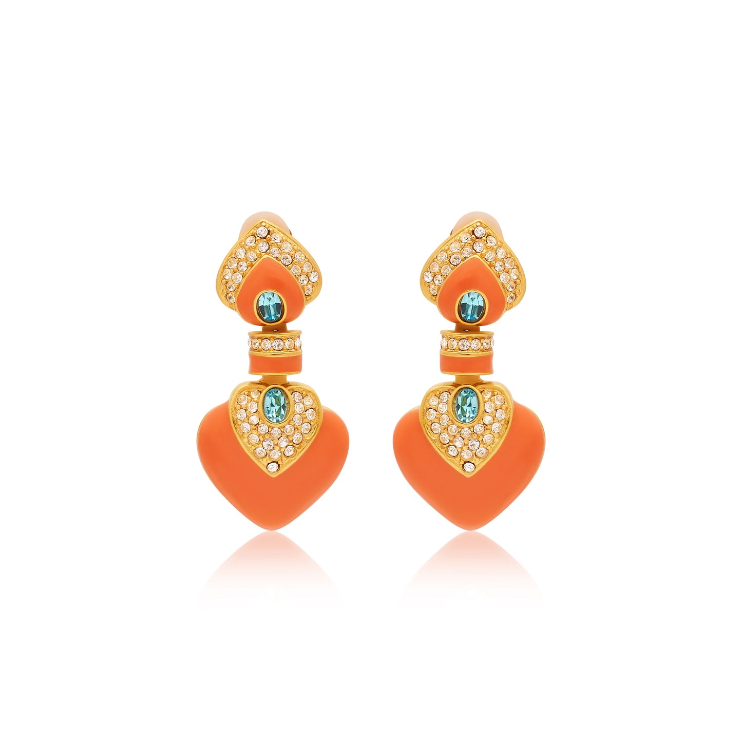Coral with Aqua Heart Earring