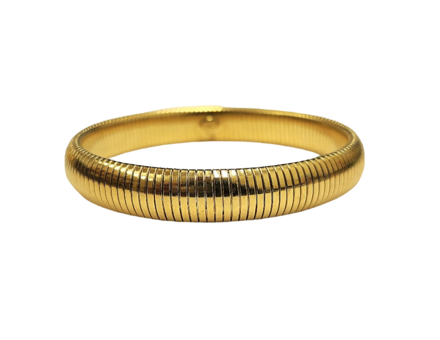 Gold Domed Snake Chain Stretch Bracelet