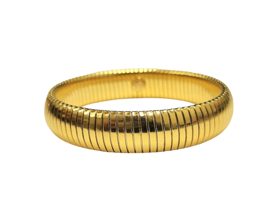 14mm Gold Domed Snake Chain Stretch Bracelet
