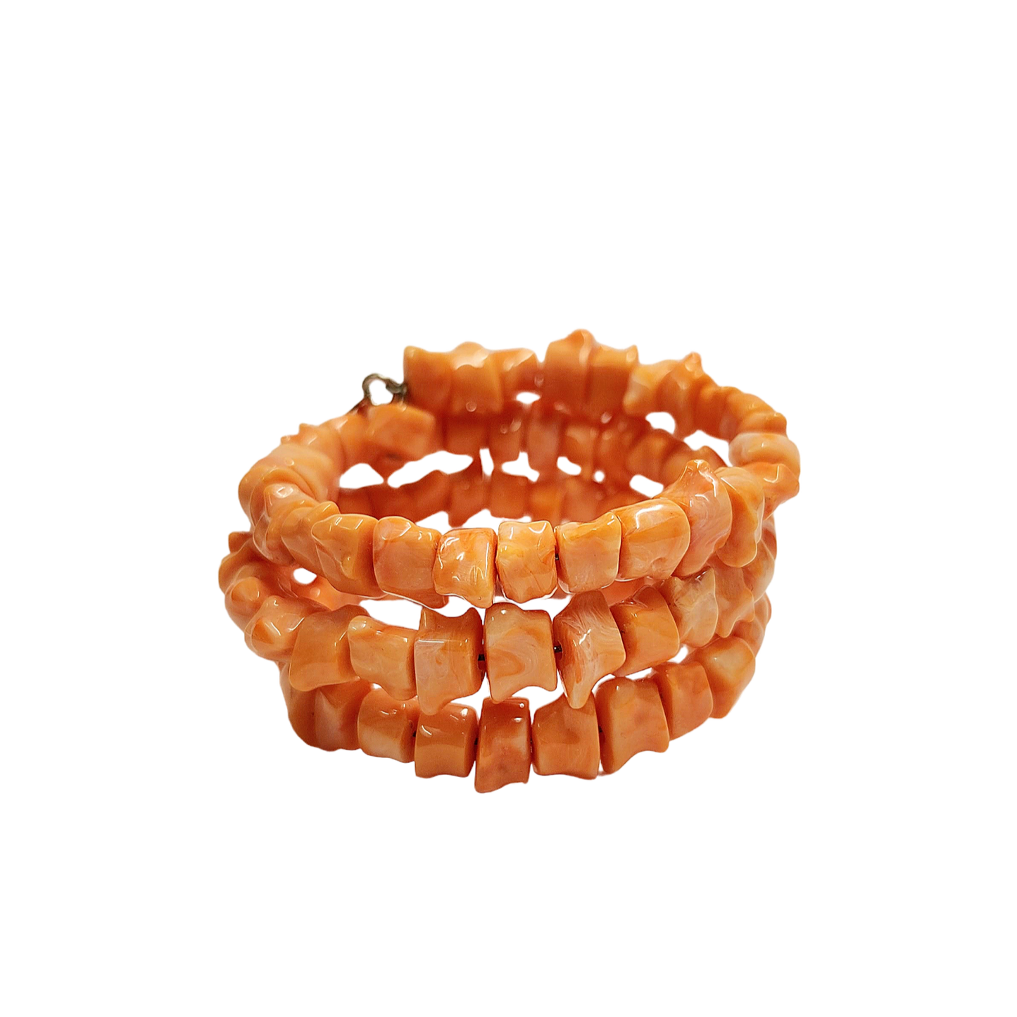 4 Row Light Coral Coil Bracelet