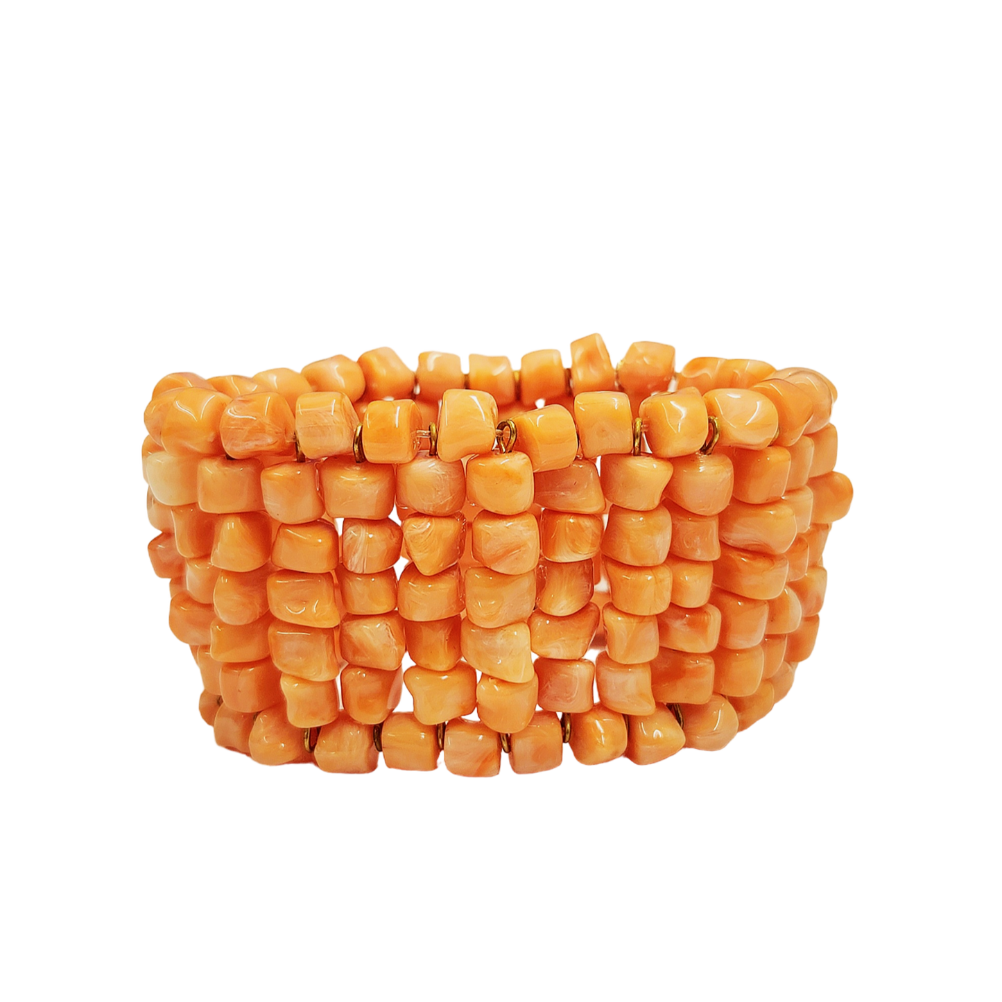 7 Row Light Coral Stretch Bracelet