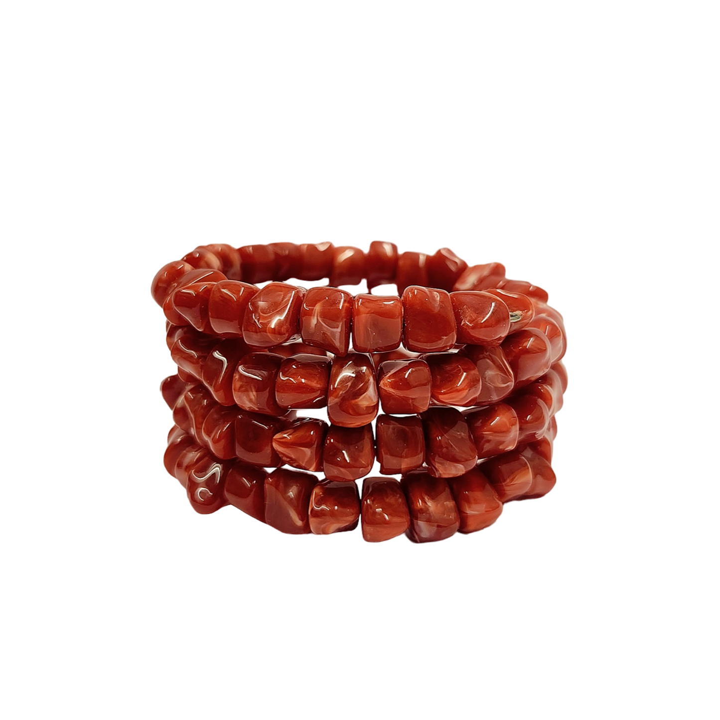 4 Row Dark Coral Wrap Bracelet