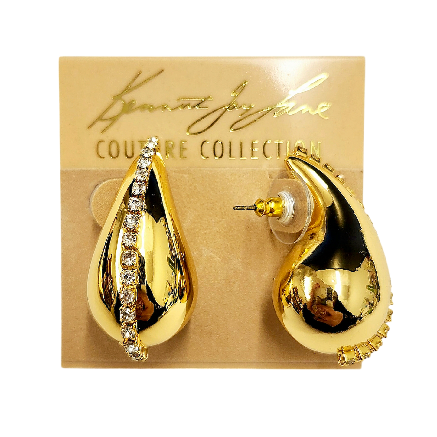 Gold Rhinestone Teardrop Earrings
