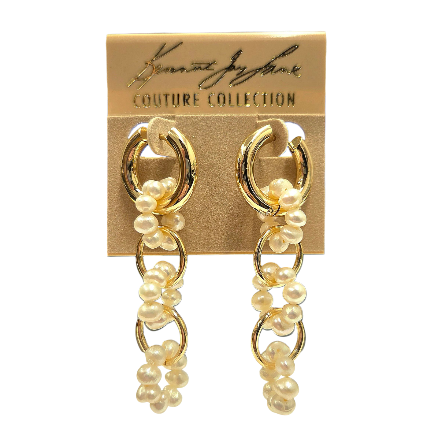 Gold Interlocking Pearl Earring