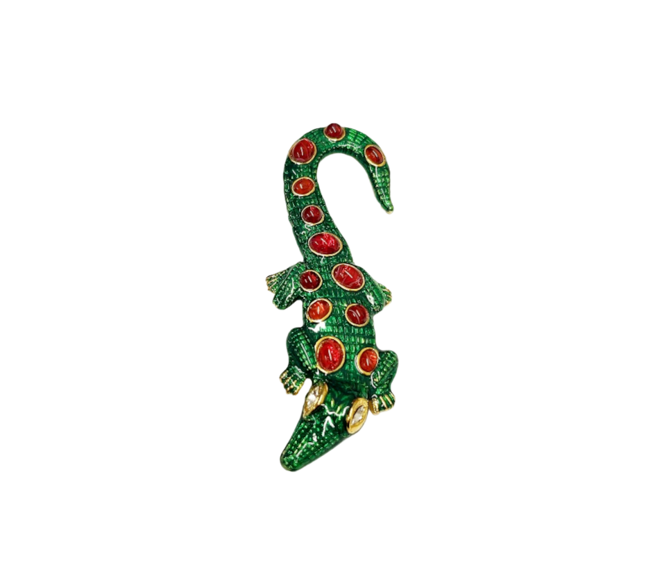 Transparent Green with Flaw Ruby Alligator Pin