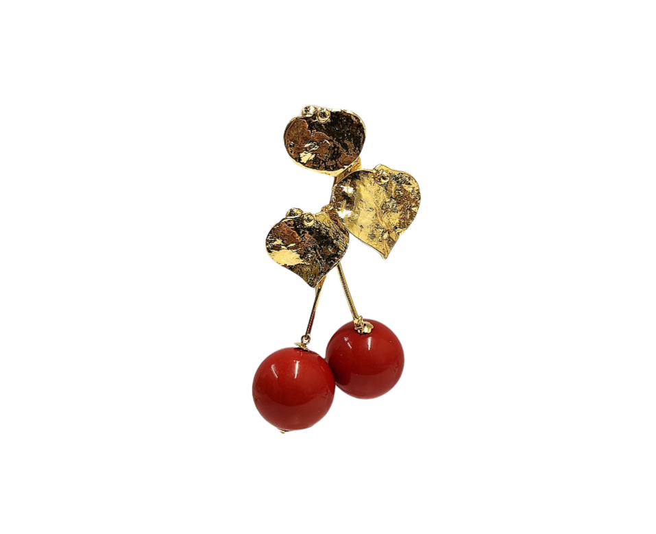 2 1/2" Gold Branch in with Leaves & 2 cherries