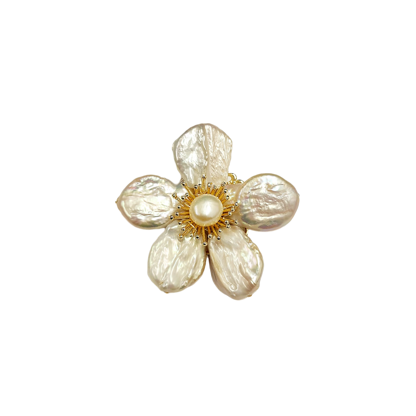 2" x 1" Gold Pearl Flower Pin
