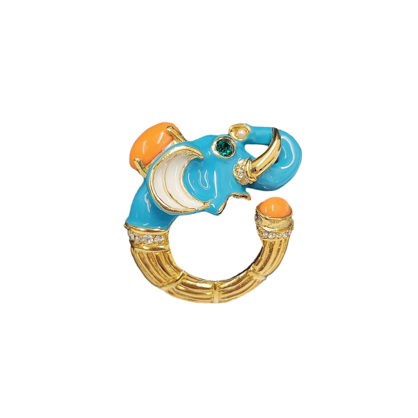 Turquoise & White with Coral Elephant Pin