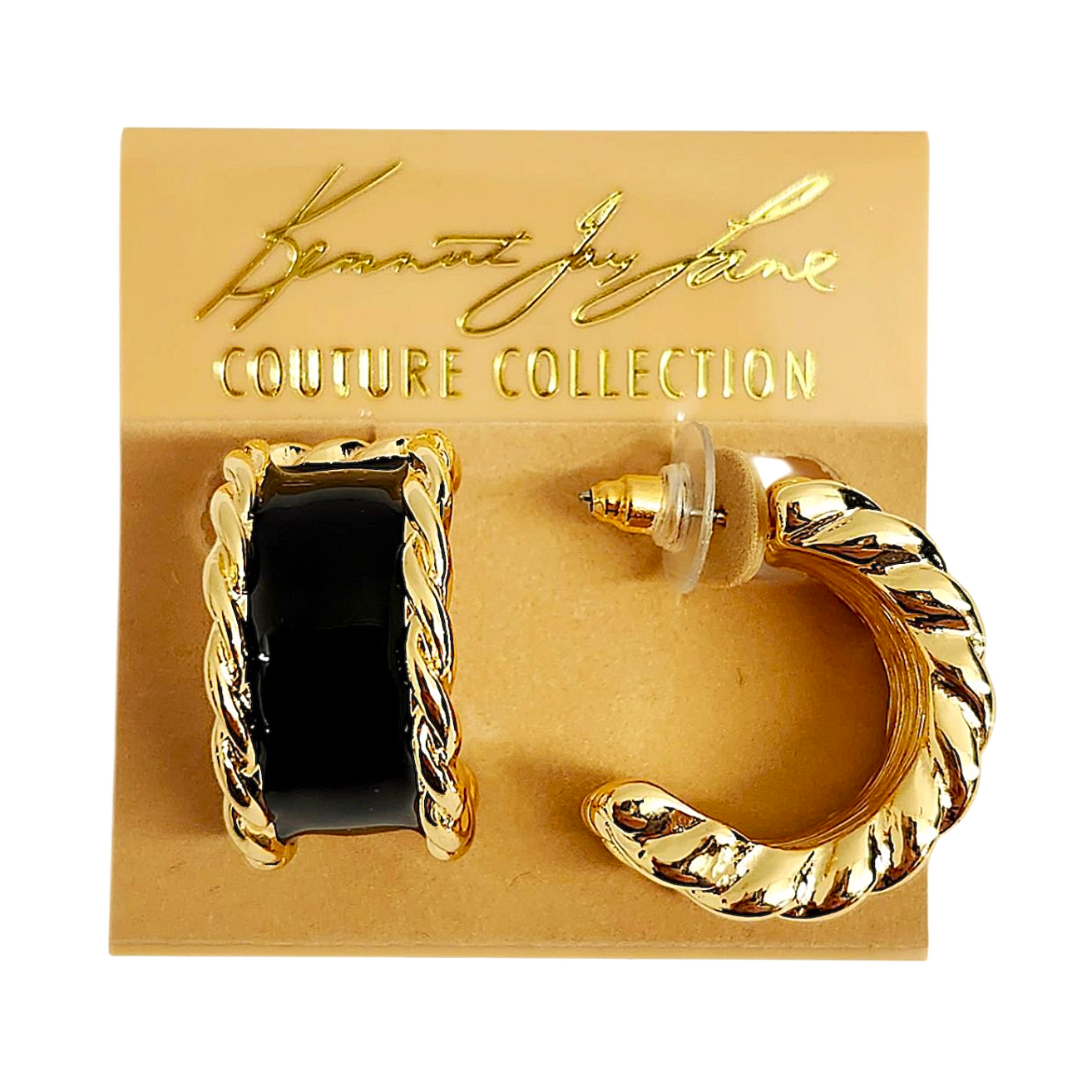 Black Enamel Hoop Earring