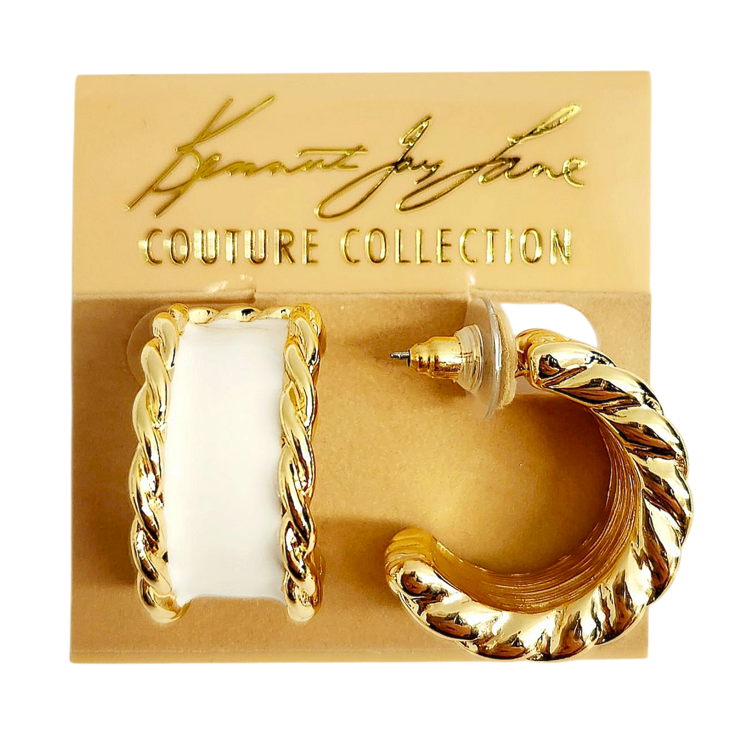 White Enamel Hoop Earring