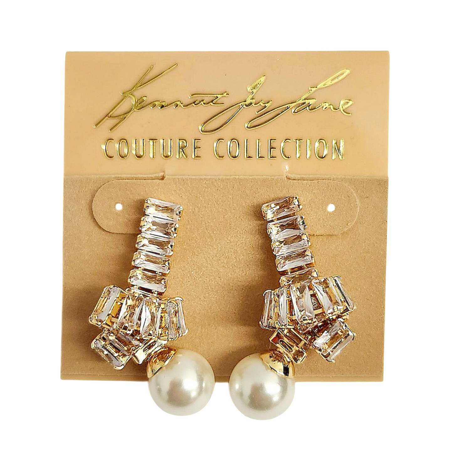 Crystal Baguettes With Pearl Knotted earring