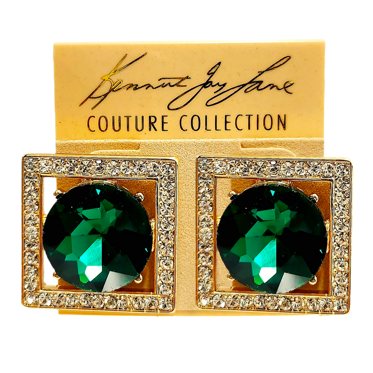 Crystal Square Round Emerald Earring