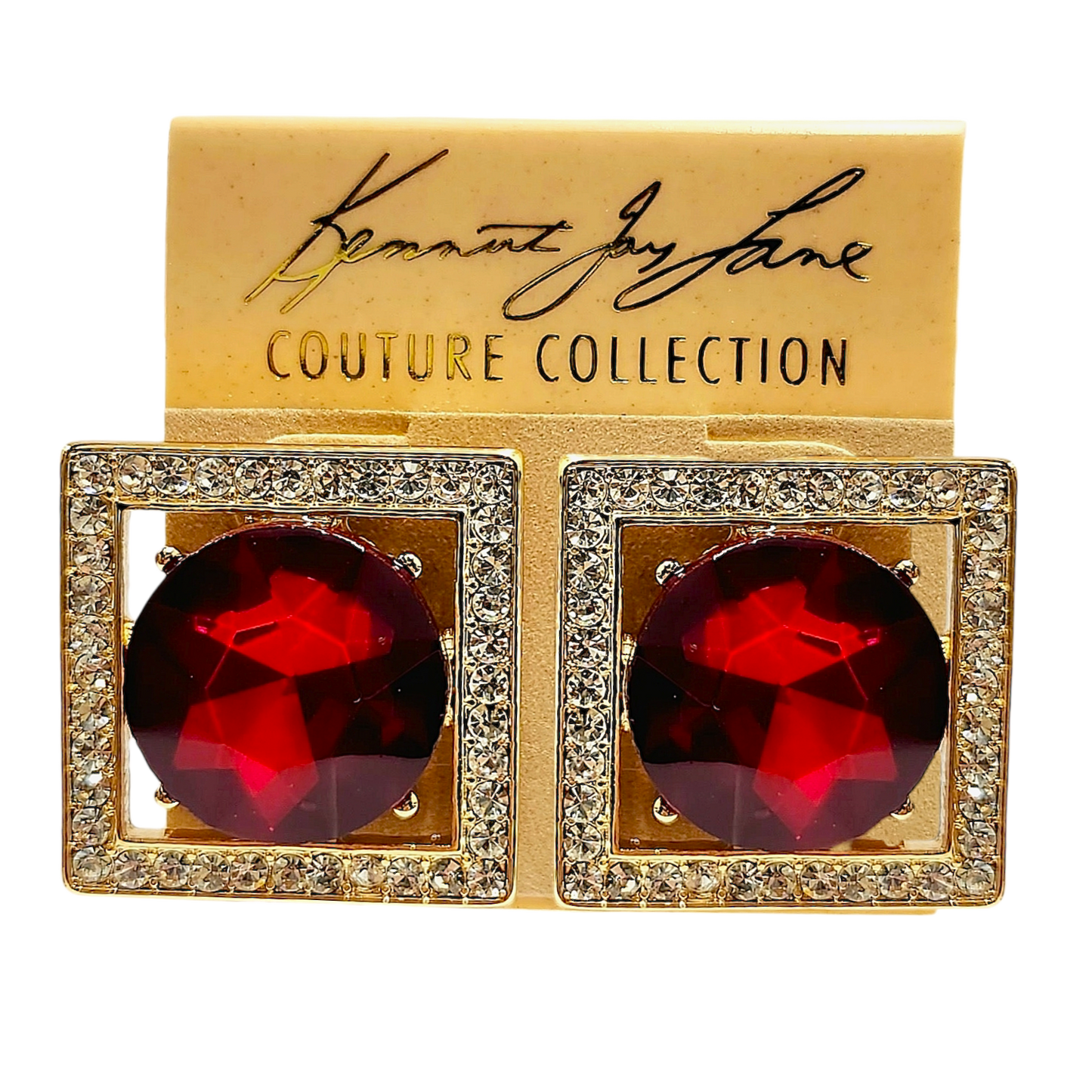 Crystal Square Round Ruby Earring