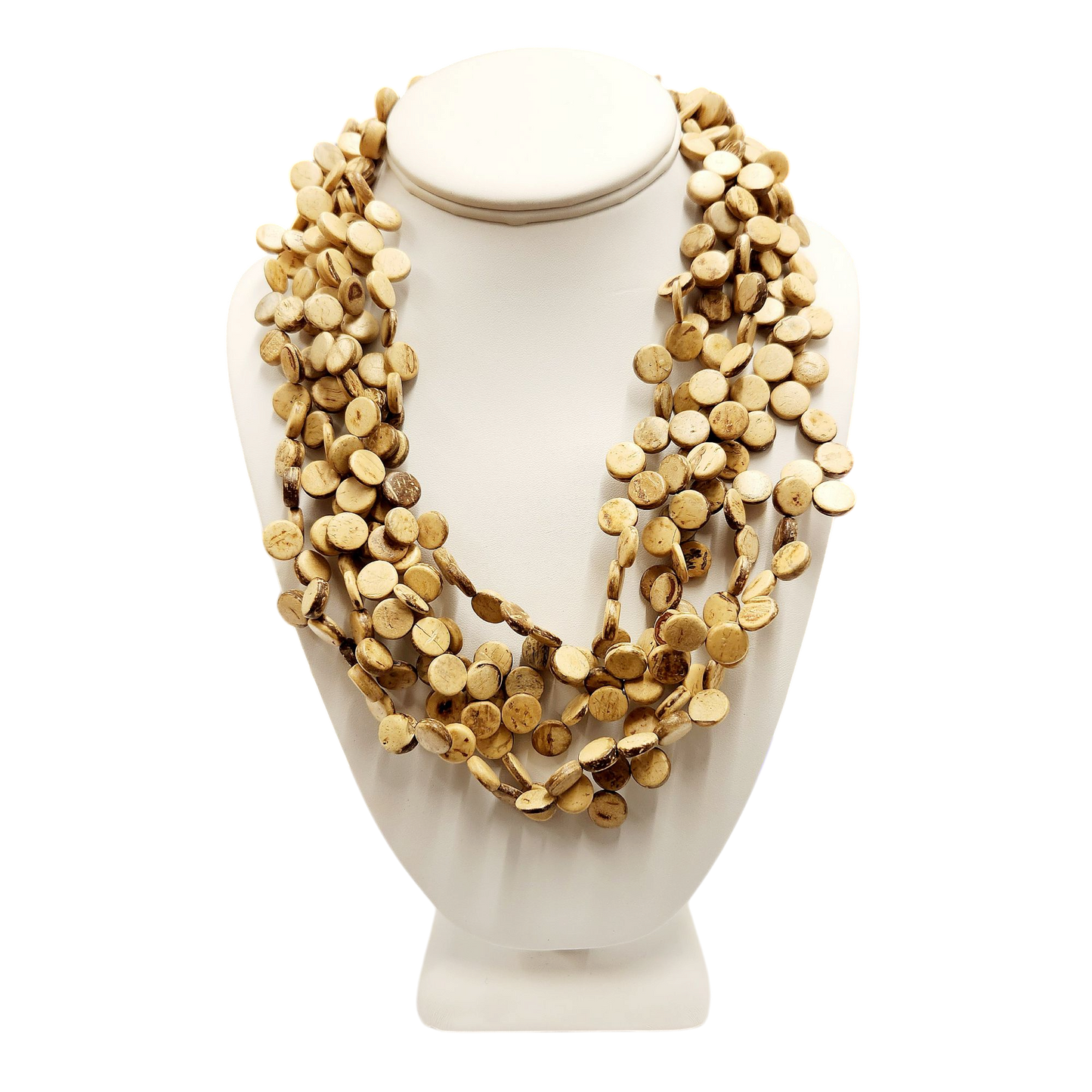 5 Row Round Wood Necklace
