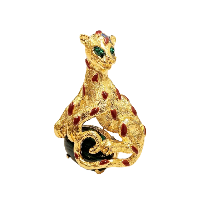 Flaw Emerald Panther Pin