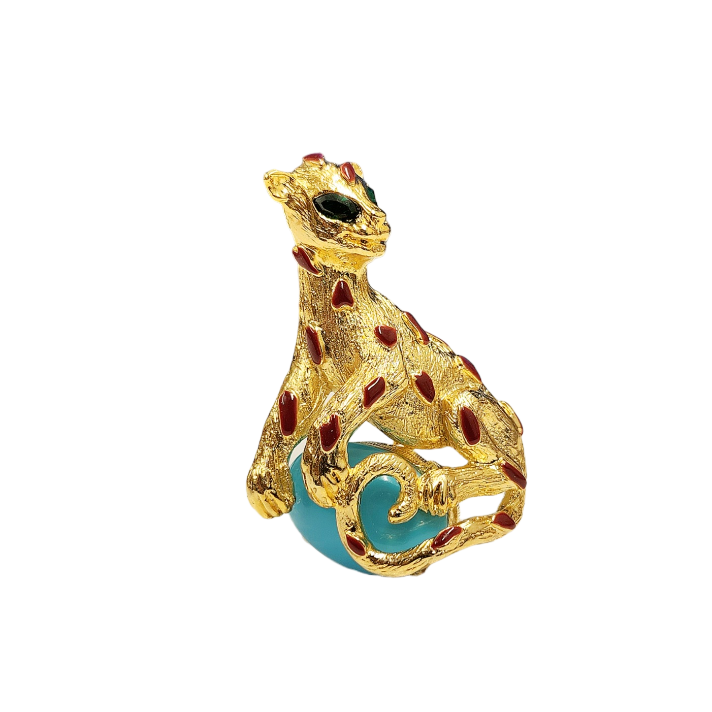 Turquoise Cabochon Panther Pin