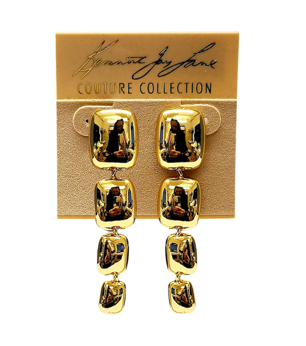 Graduated Gold Square Earrings