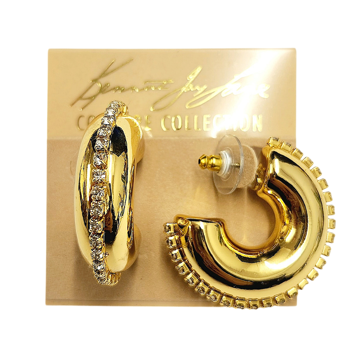 Gold Rhinestone Hoop Earrings