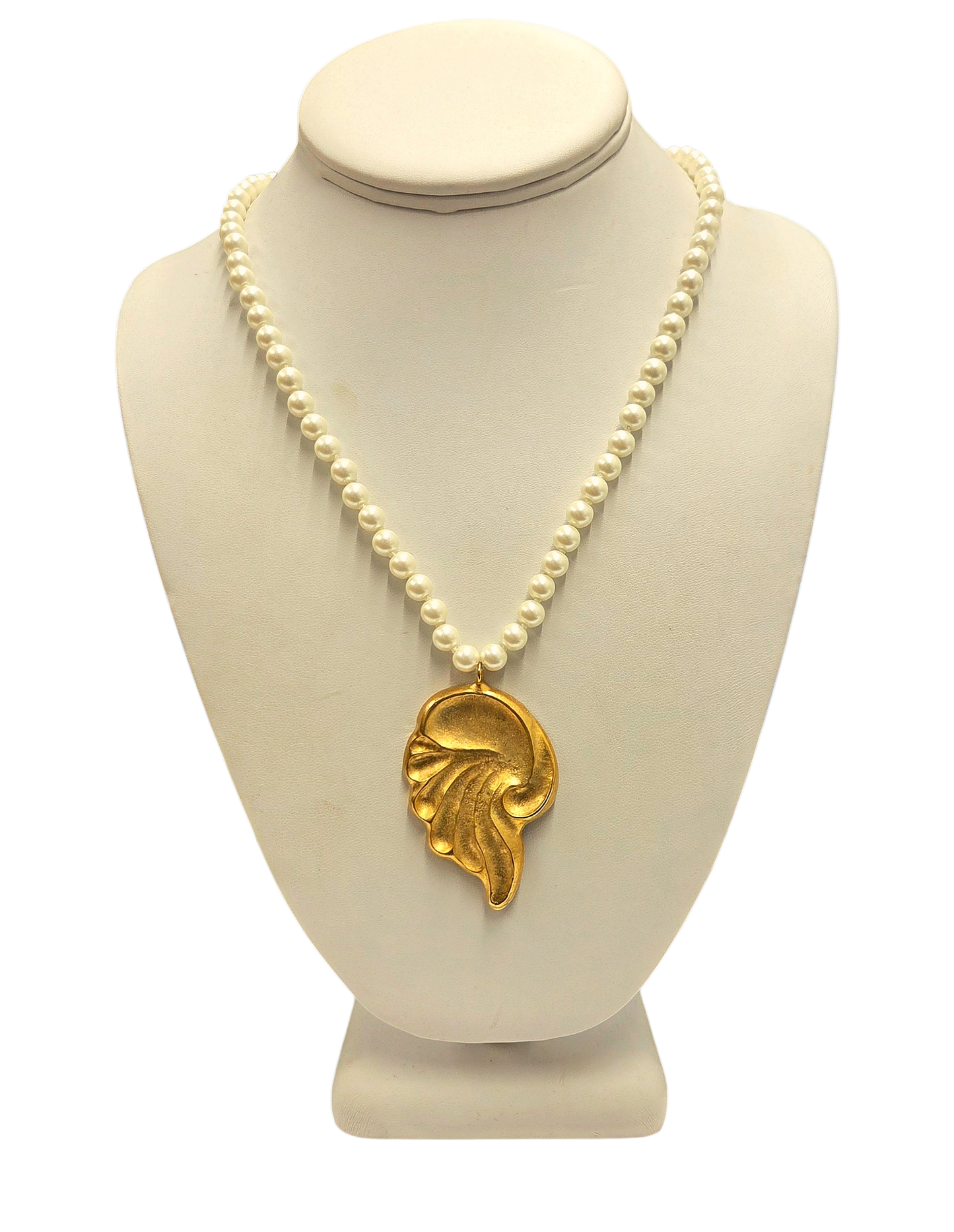 Pearl with Gold Shell Pendant Necklace