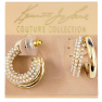 2 Row Pierced Gold/Pearl Hoop Earring
