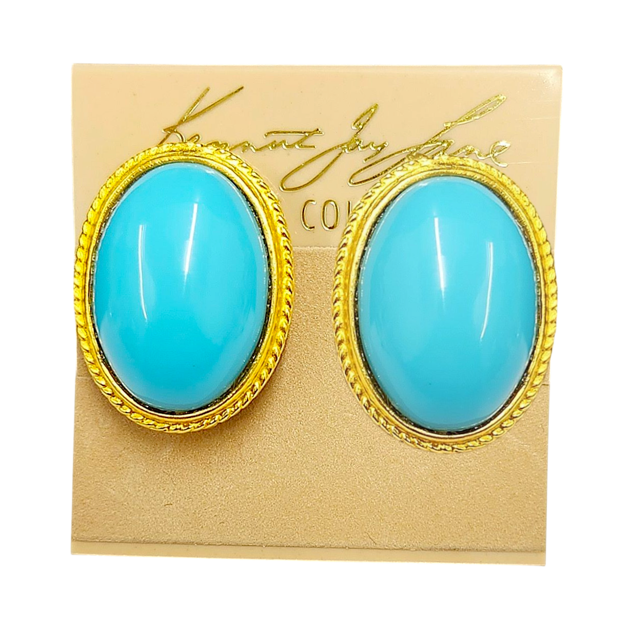 Gold Turquoise Oval Earring