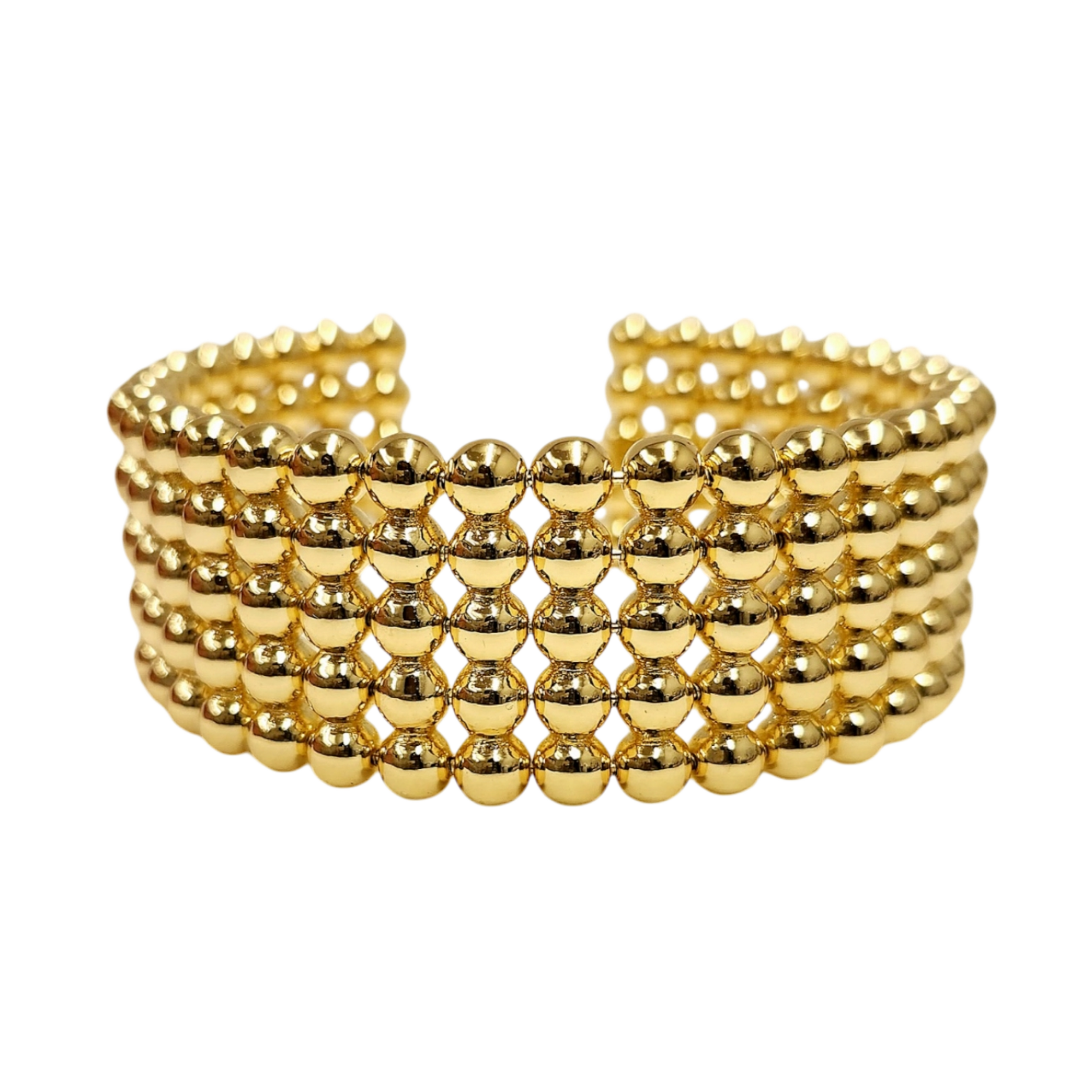 5 Row Gold Balls Open Bracelet