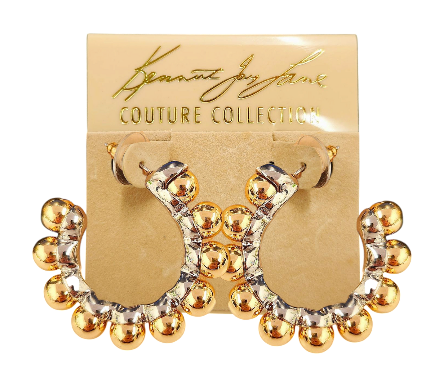 Silver with Gold Balls Hoop Earring