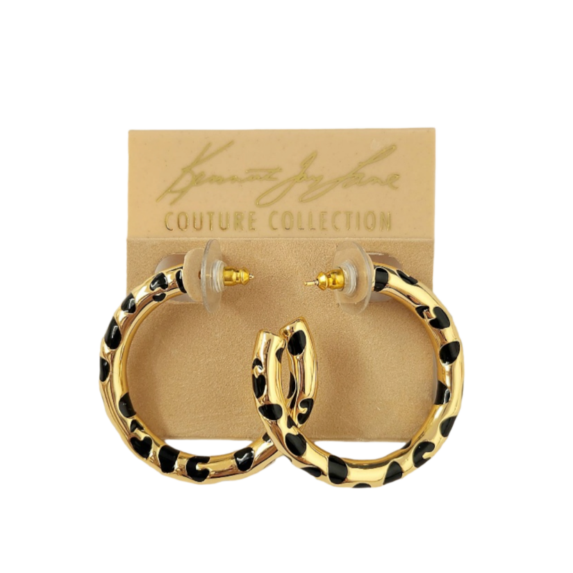 Black Spots Hoop Earring