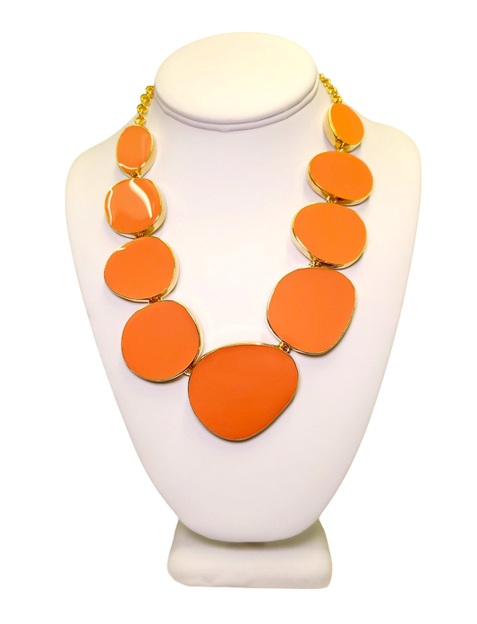 Coral Enamel Necklace