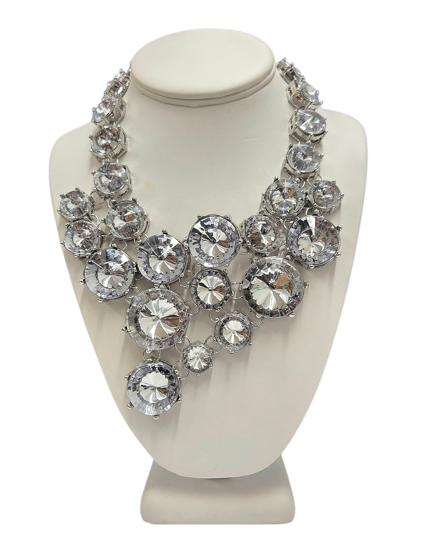 Graduated Silver Crystal Necklace
