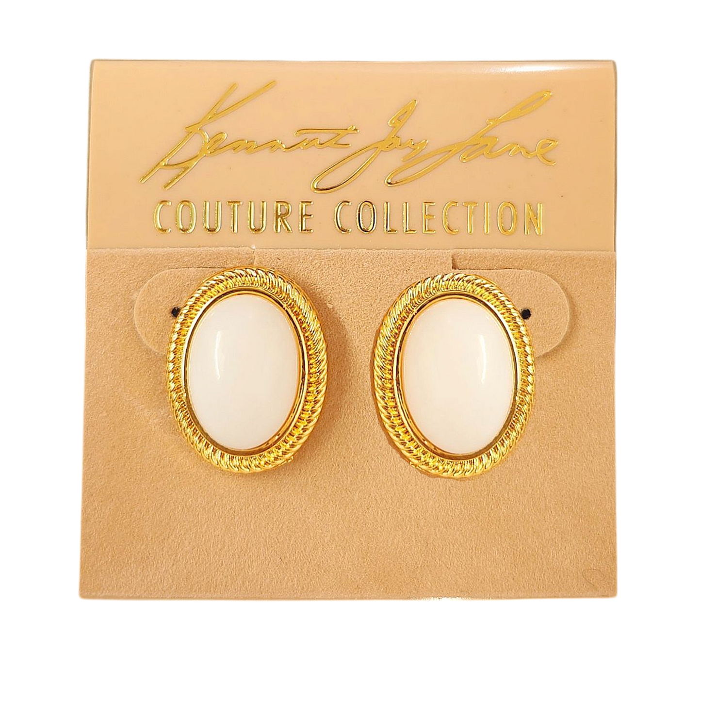 White Oval Center Earring