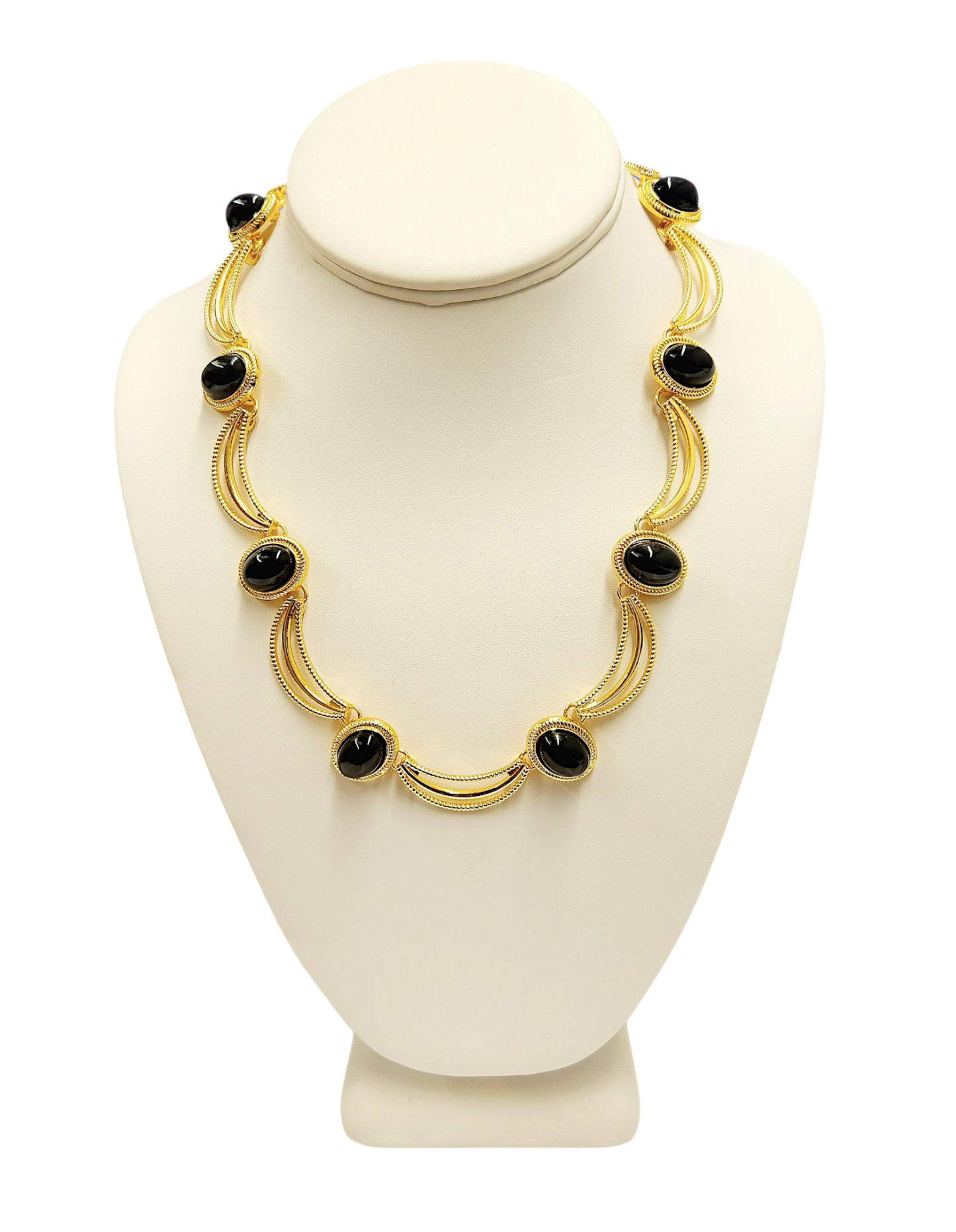 Gold with Black Oval Center Necklace