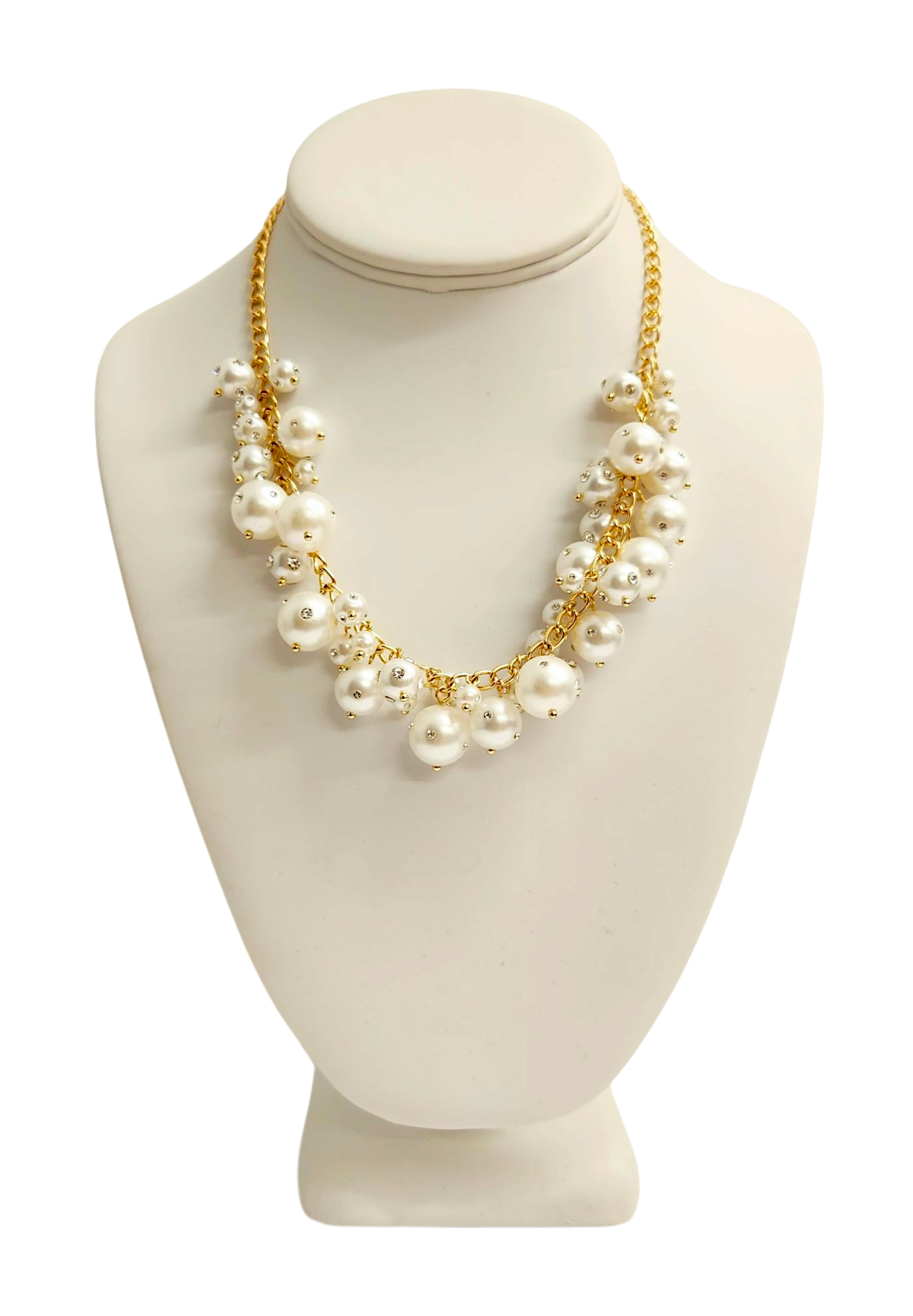 Pearl Crystal Cluster Necklace