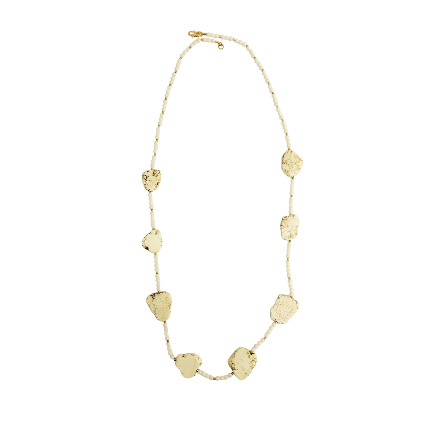Gold with Bone Flat Rock Necklace