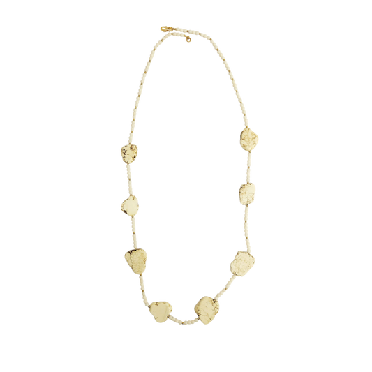 Gold with Bone Flat Rock Necklace