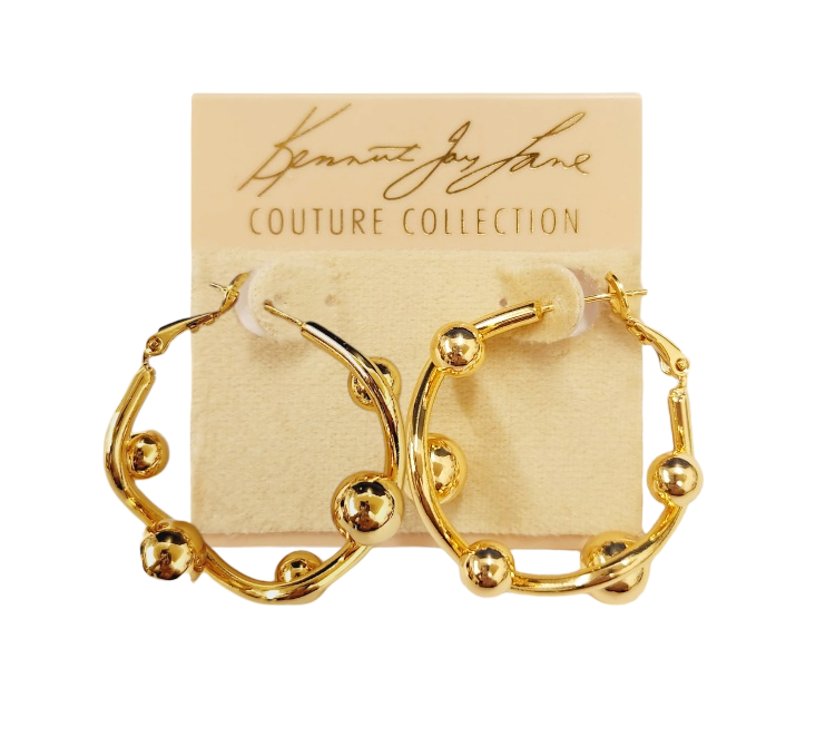 Gold Balls Hoop Pierced Earring
