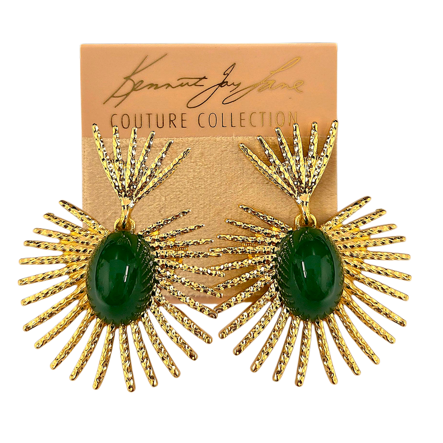 Gold Jade Fan Earring