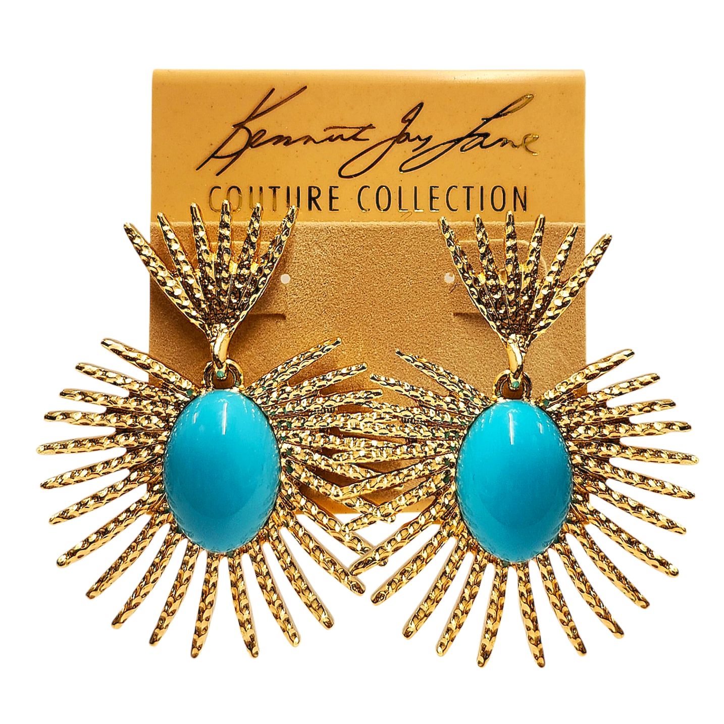 Gold Turquoise Fan Earring