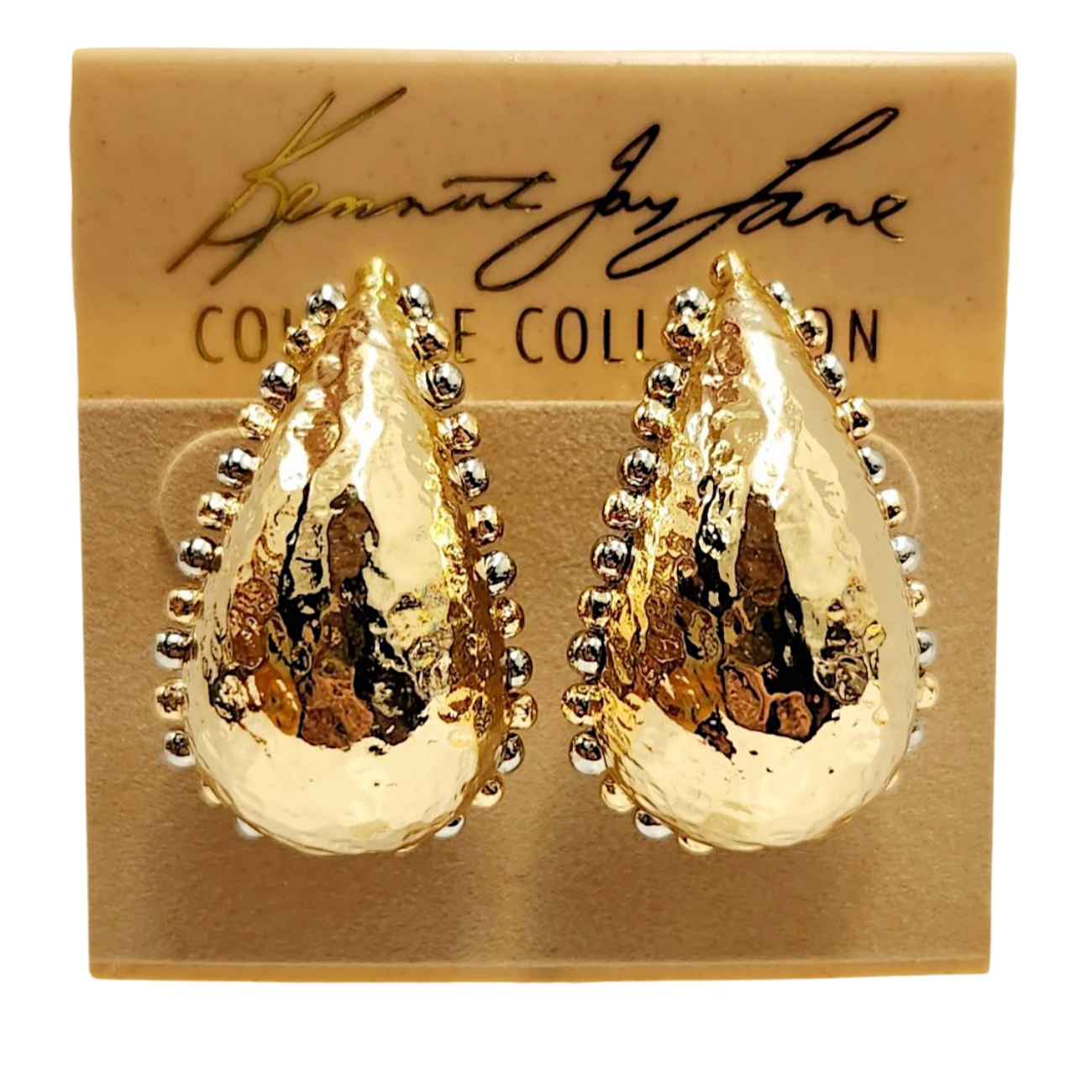 Gold-Silver Teardrop Earrings