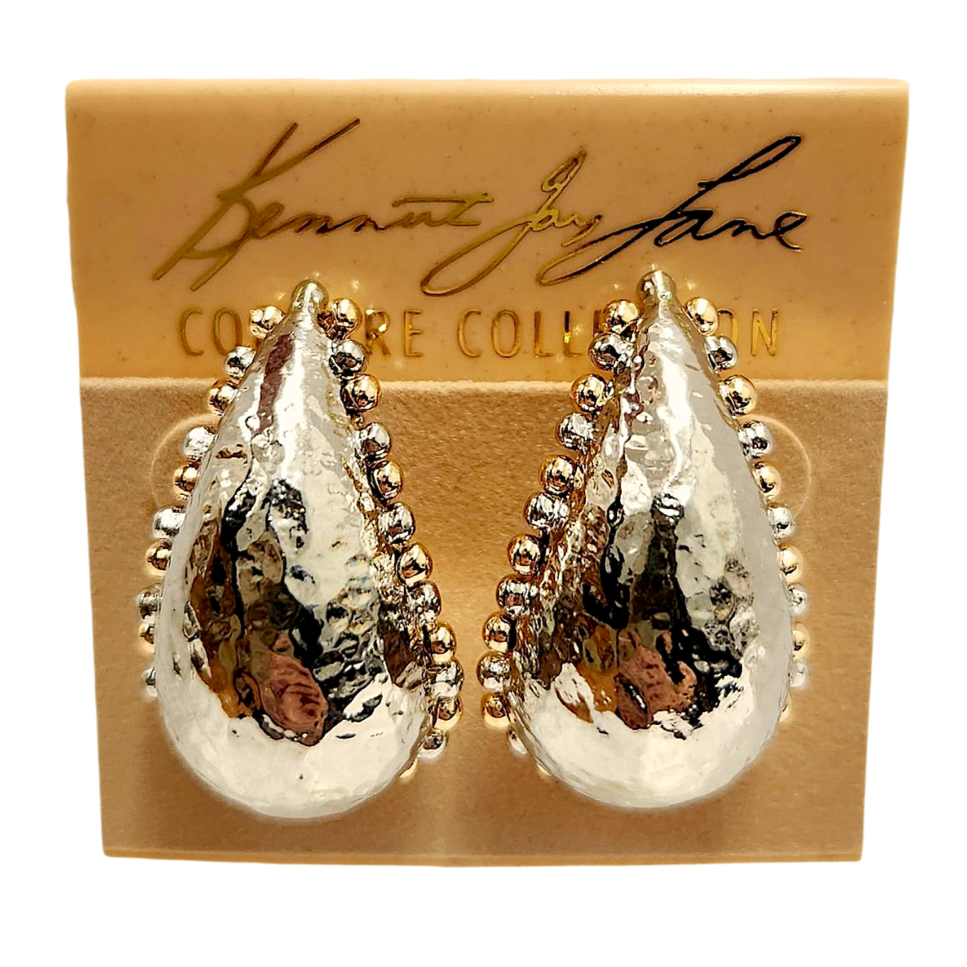 Silver-Gold Teardrop Earrings