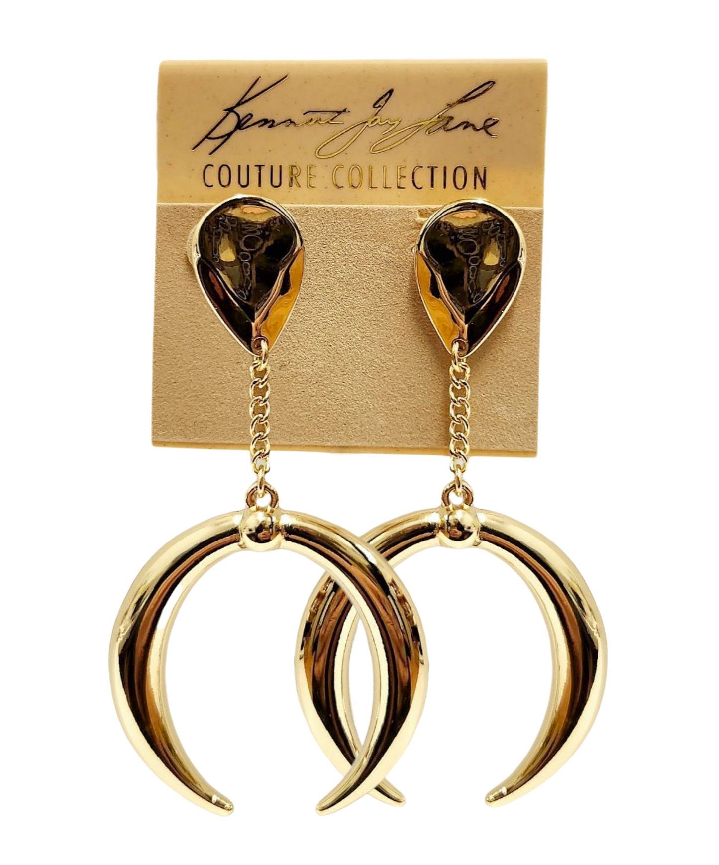 Polished Gold Crescent Moon Earring