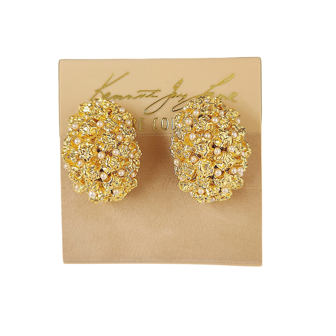 Gold Cluster Pearl Dots Clip Earring